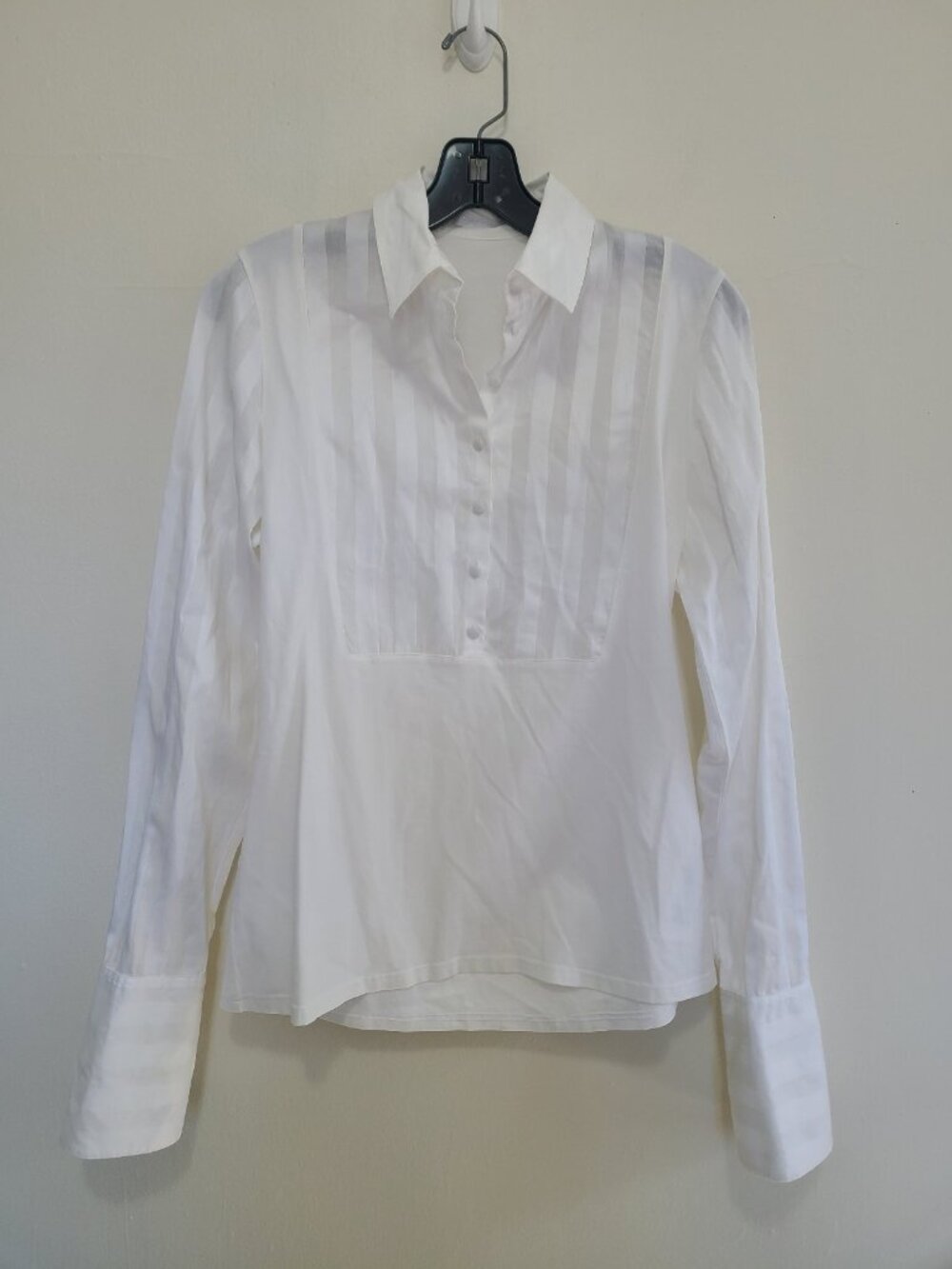 Anne Fontaine Rania Long Sleeve 1/2 Button Blouse Women’s Sz 40 White Top